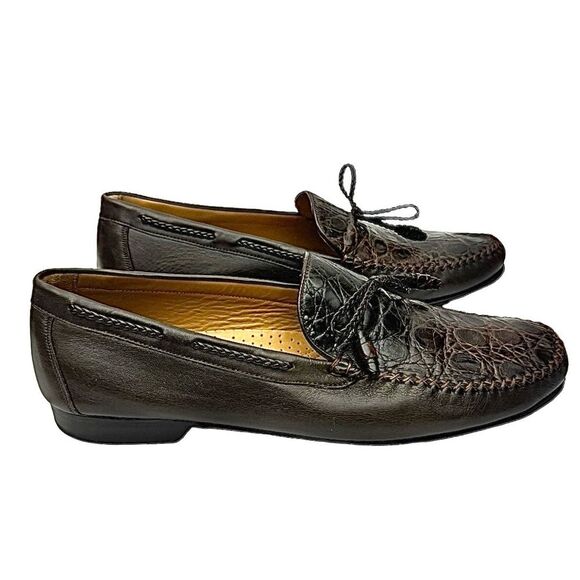 Mezlan Genuine Crocodile Tassel Loafers Brown Leather Men’s Shoes 10.5 Spain main image 8